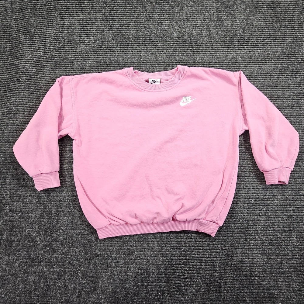 Nike Sweatshirt Womens Small Pink Logo Fleece Lined Crew Neck Pullover Outdoor